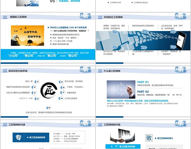 商务风格企业培训团队管理工匠精神员工PPT模板
