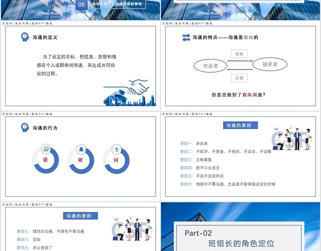 商务风格班组沟通与管理团队管理通用PPT模板