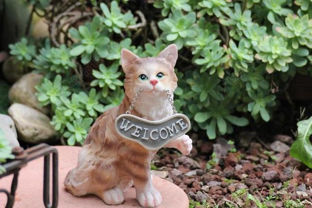 雕塑工艺品摆件猫咪门牌迎宾背景图片