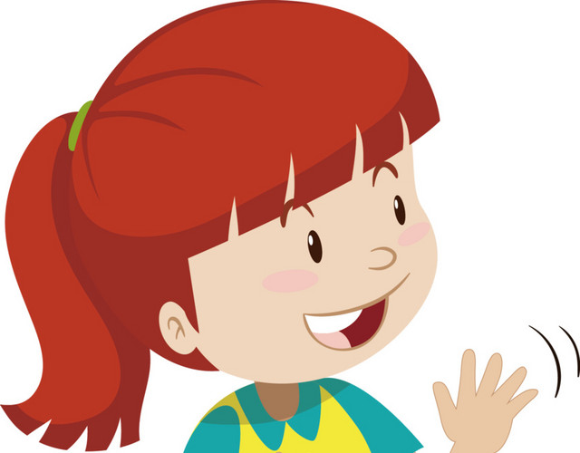 卡通小女孩高兴鼓掌
