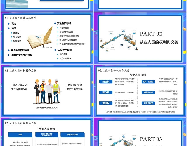 蓝色系简约安全生产月法规学习培训PPT模板