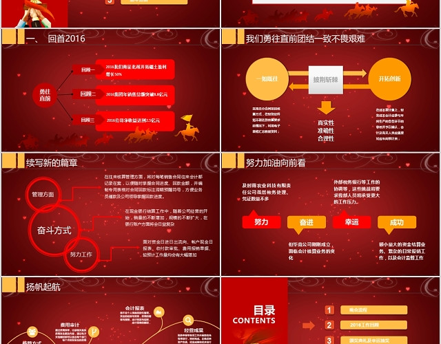 新年红色大气迎战新春晚会工作总结PPT模板