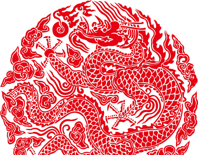 剪纸龙花纹