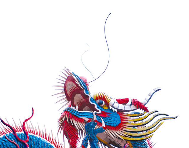 彩绘彩色龙抬头素材