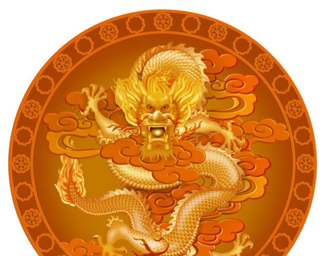 中国龙花纹圆盘素材