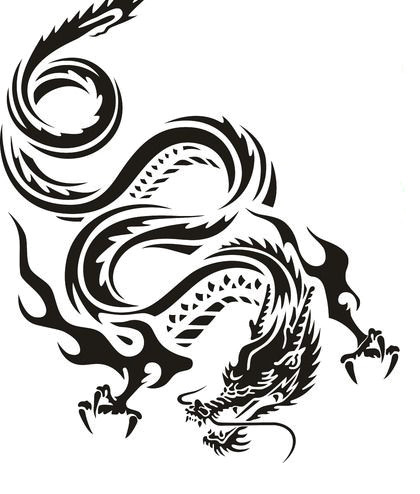 复古龙花纹剪纸
