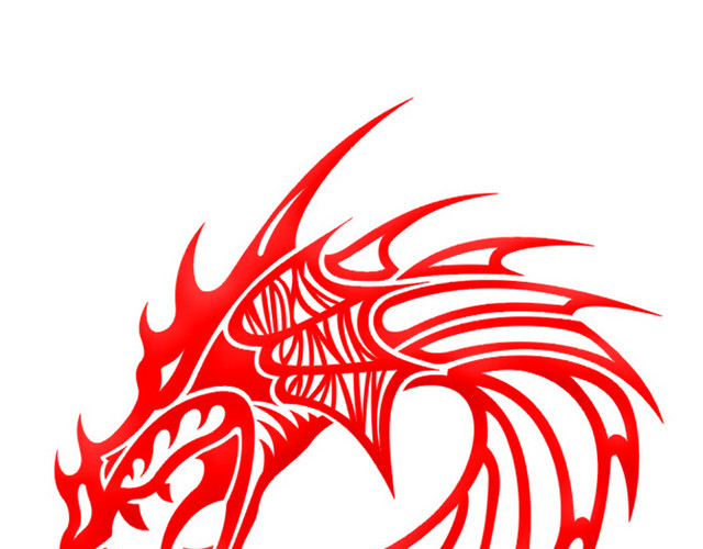 红色龙花纹图案素材