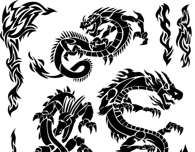 剪纸龙矢量扁平素材