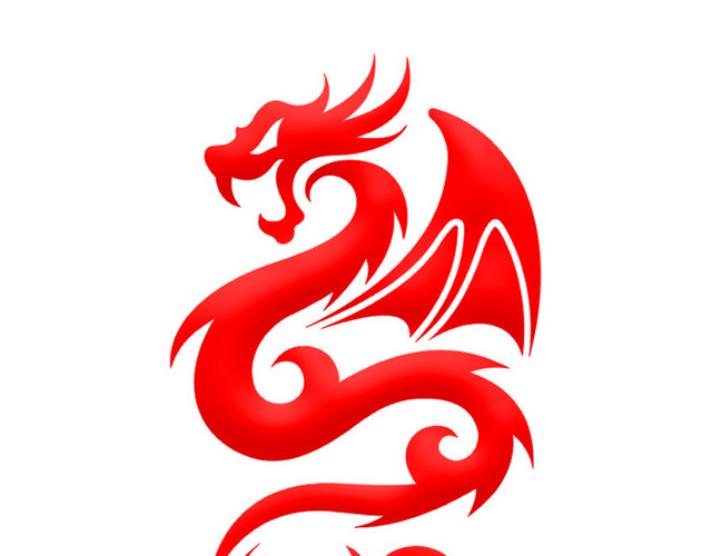 红色龙剪纸素材