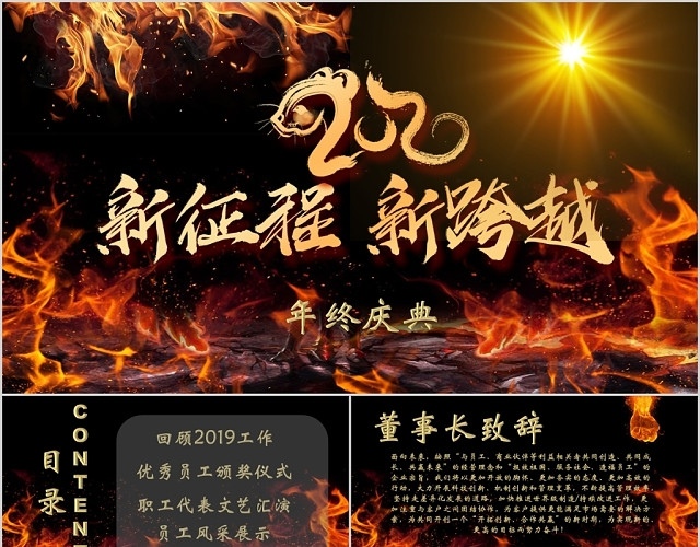 炫酷火焰热情向上年终年会庆典活动PPT