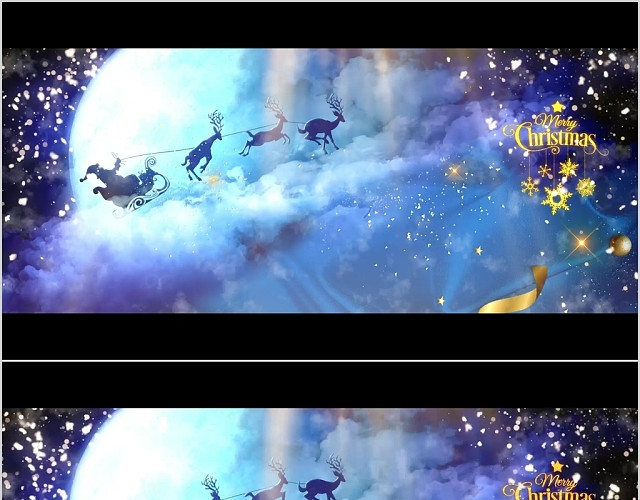 浪漫星空圣诞节视频片头贺卡PPT模板