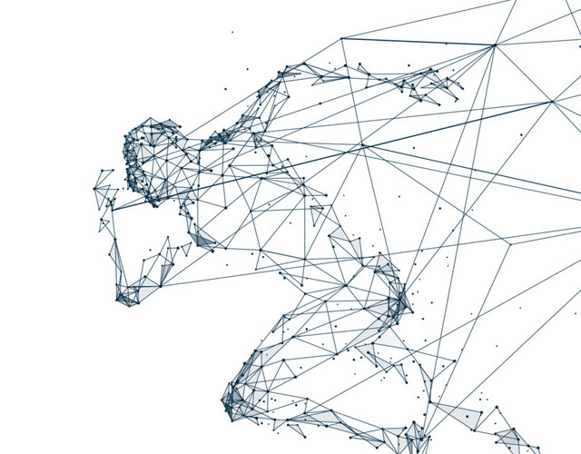 科技感几何线条人物跑步剪影