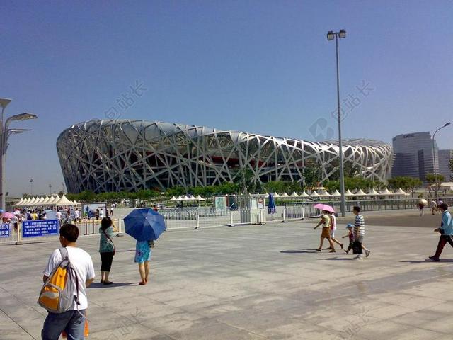 建筑现代北京的鸟巢体育馆背景图片