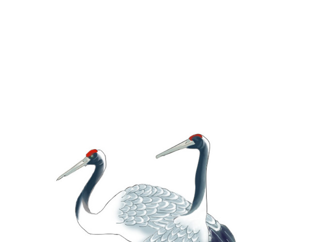 手绘鸟类仙鹤中国风插画素材