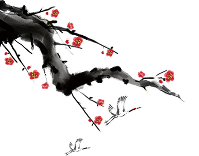 手绘鸟类仙鹤中国风插画素材