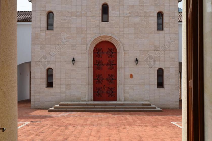 建筑特别异国风情红色大门酒店背景图片