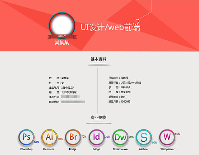 扁平化个人简历模板