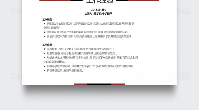 创意时尚简约中学教师个人简历模板