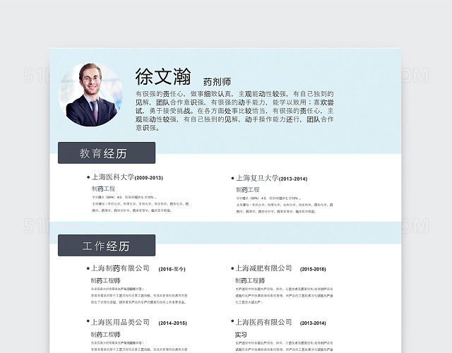 极简创意简约药剂师护士个人简历模板