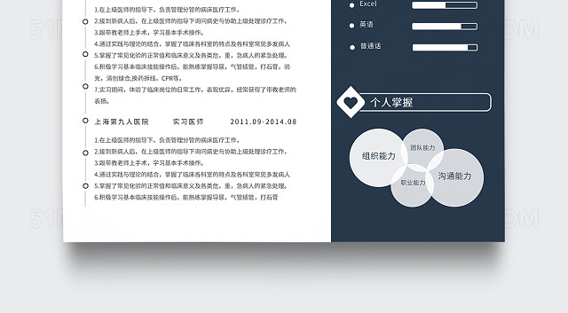 时尚创意主治医师医生护理个人简历模板