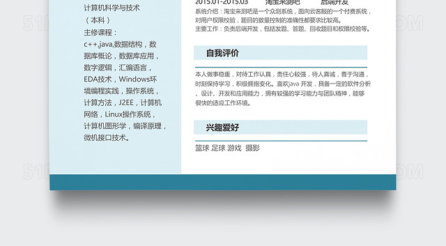时尚创意简约开发工程师个人简历模板