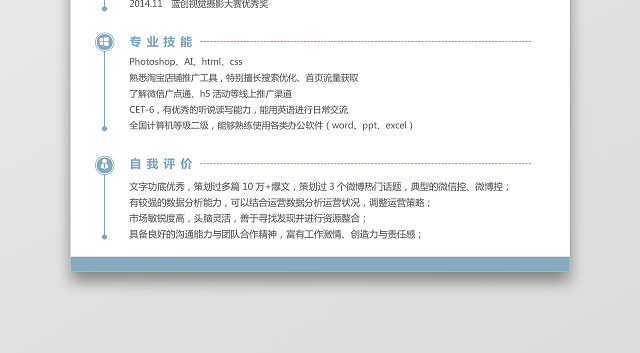 电商运营简历WORD简历模板