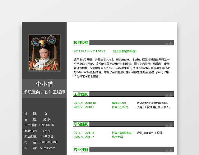 JAVA简历酷黑