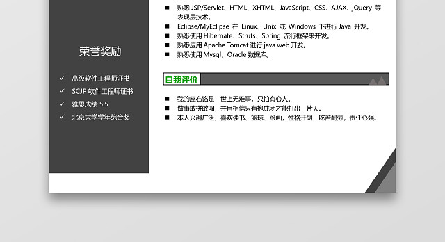 JAVA简历酷黑