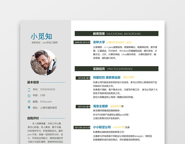 JAVA工程师程序员个人简历