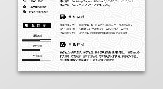 程序员云纹求职简历