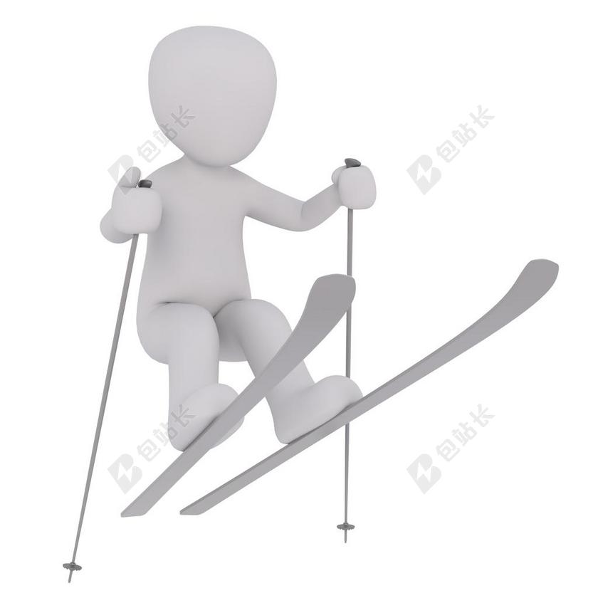 人偶3D建模模型体育运动滑雪雪地可添加图片