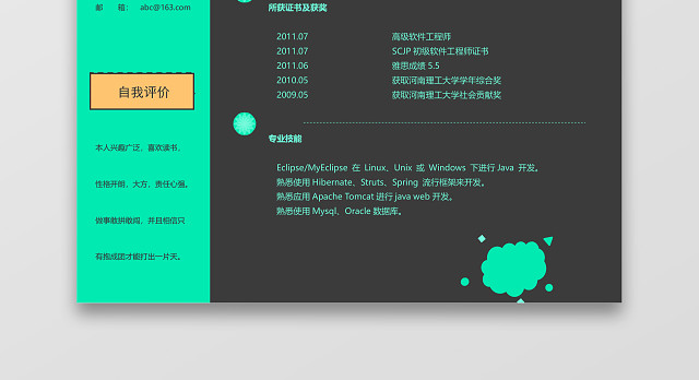 软件工程师清新个性简历