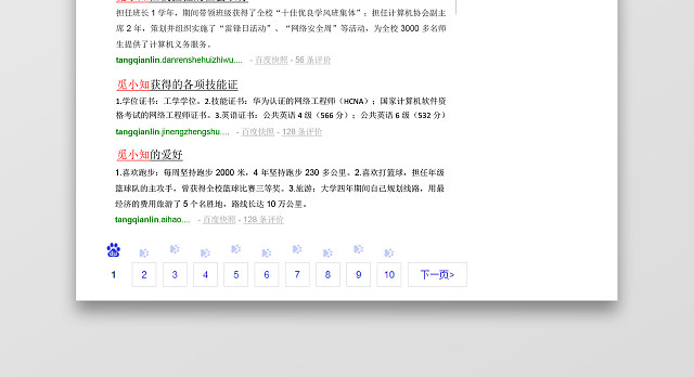百度公司网络工程师求职简历