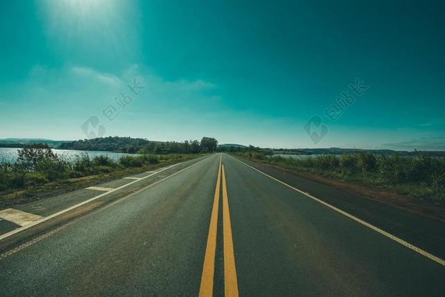 沥青 农村 空 草 指导 公路 景观 长 户外 透视 路
