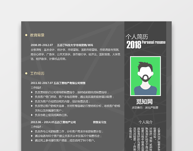 房地产开发个人简历专用模板