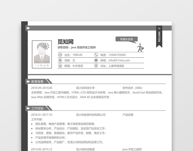 JAVA高级开发工程师专用简历