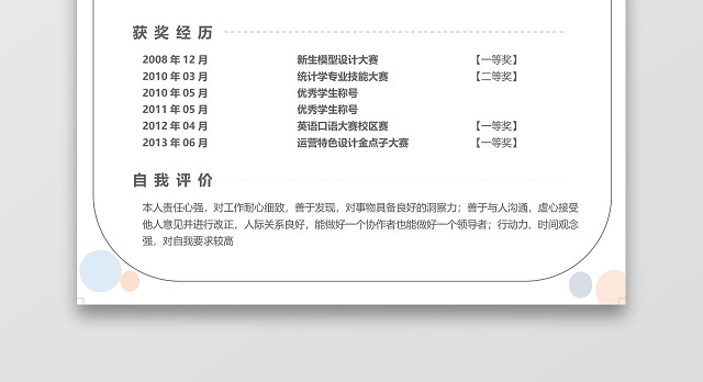 创意时尚金融数据分析求助简历