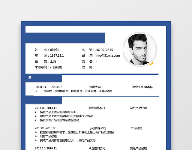 产品运营求职个人简历