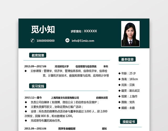产品运营求职个人简历