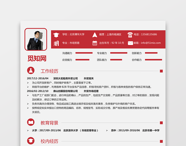 外贸个人求职简历220