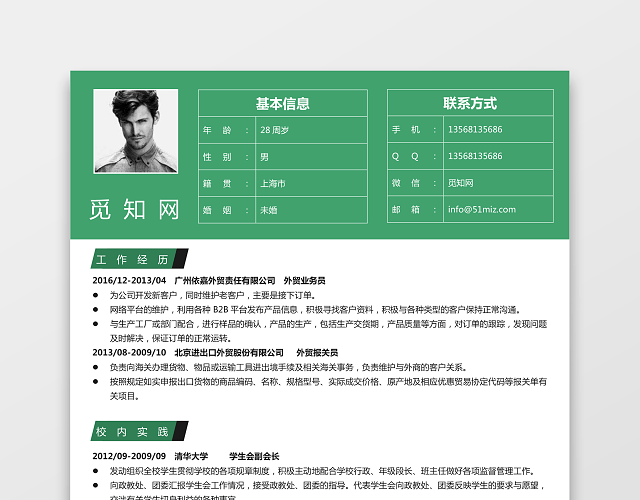 外贸贸易个人求职简历26