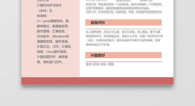 红色程序员简历ANDROID开发IOS开发工程师