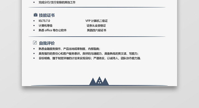 简约通用金融简历