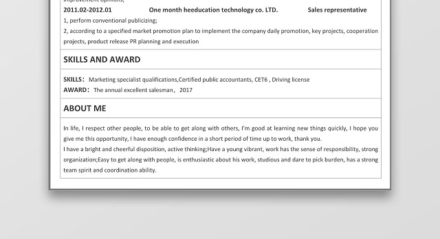 全英文外企求职英文简历WORD表格个人简历模板