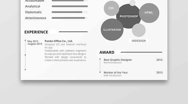 英文简约灰白大气个人简历WORD模板