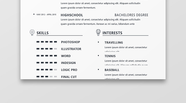 英文简约黑白对比个人英文简历WORD模板