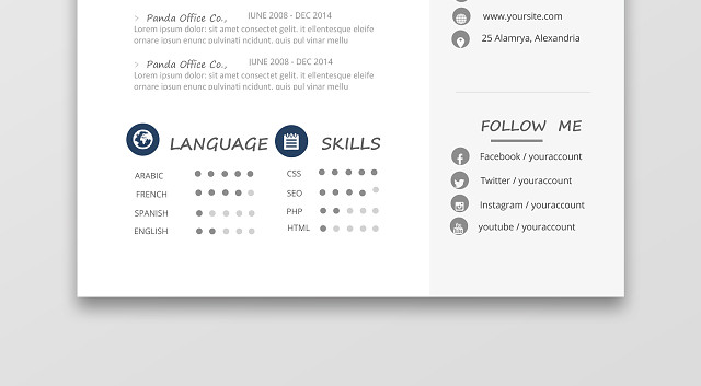 英文简约白灰色对比个人简历WORD模板