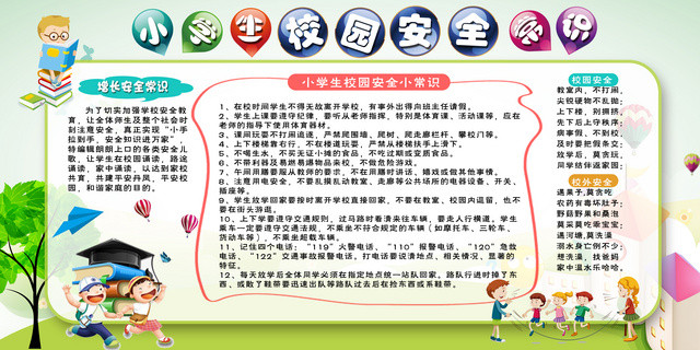 小学生校园安全常识校园安全展板