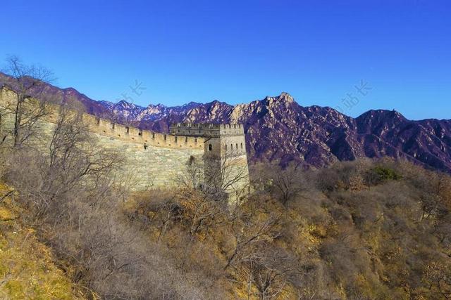 蓝色建筑清晰长城旅游背景图片