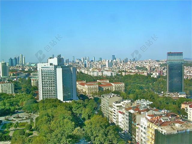 城市建筑景观全景远景绿化环境天空背景图片